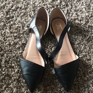 Black flats with cross strap